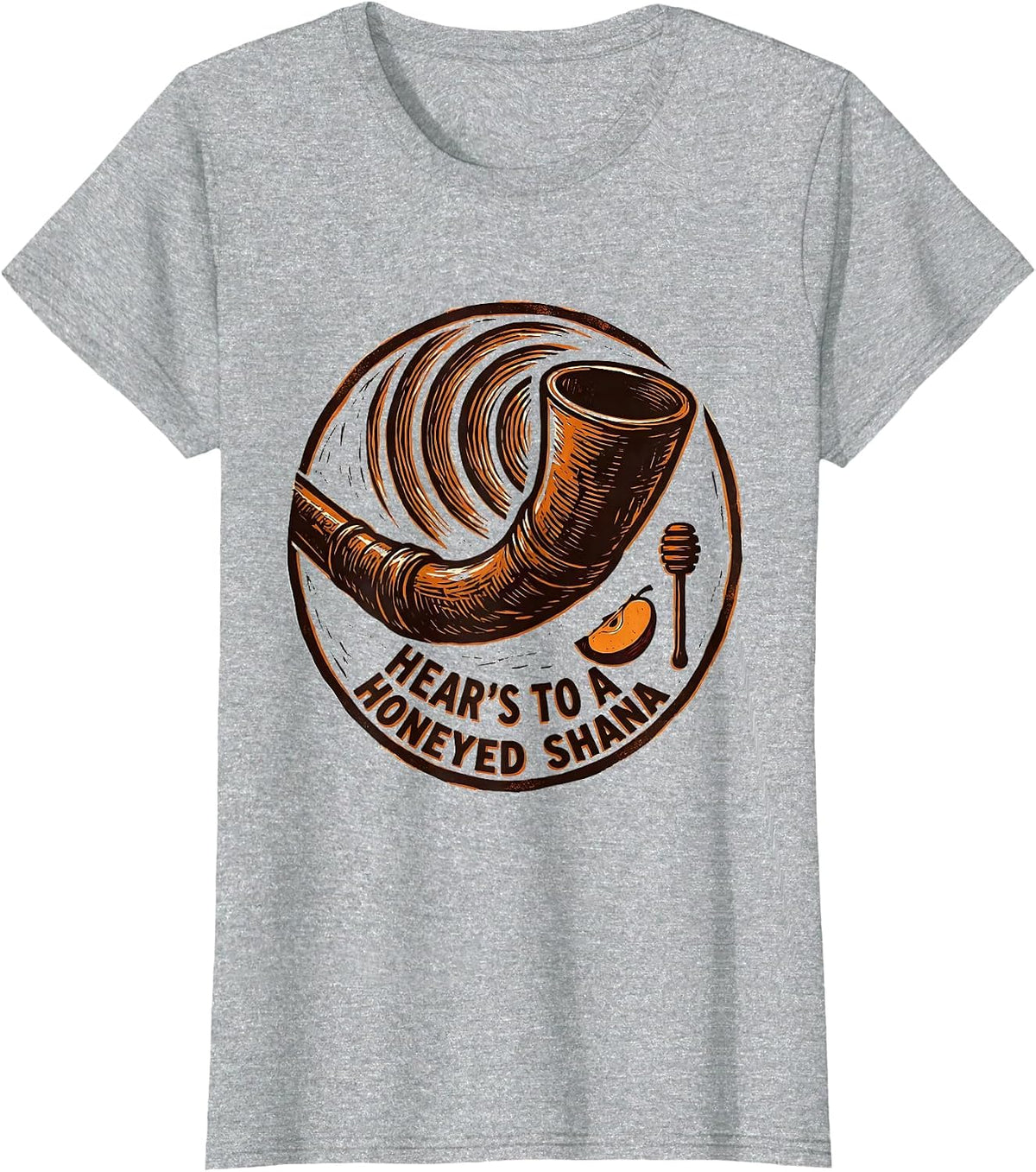 Hear's To A Honeyed Shana Funny Rosh Hashanah Jewish New T-Shirt - Heather Grey