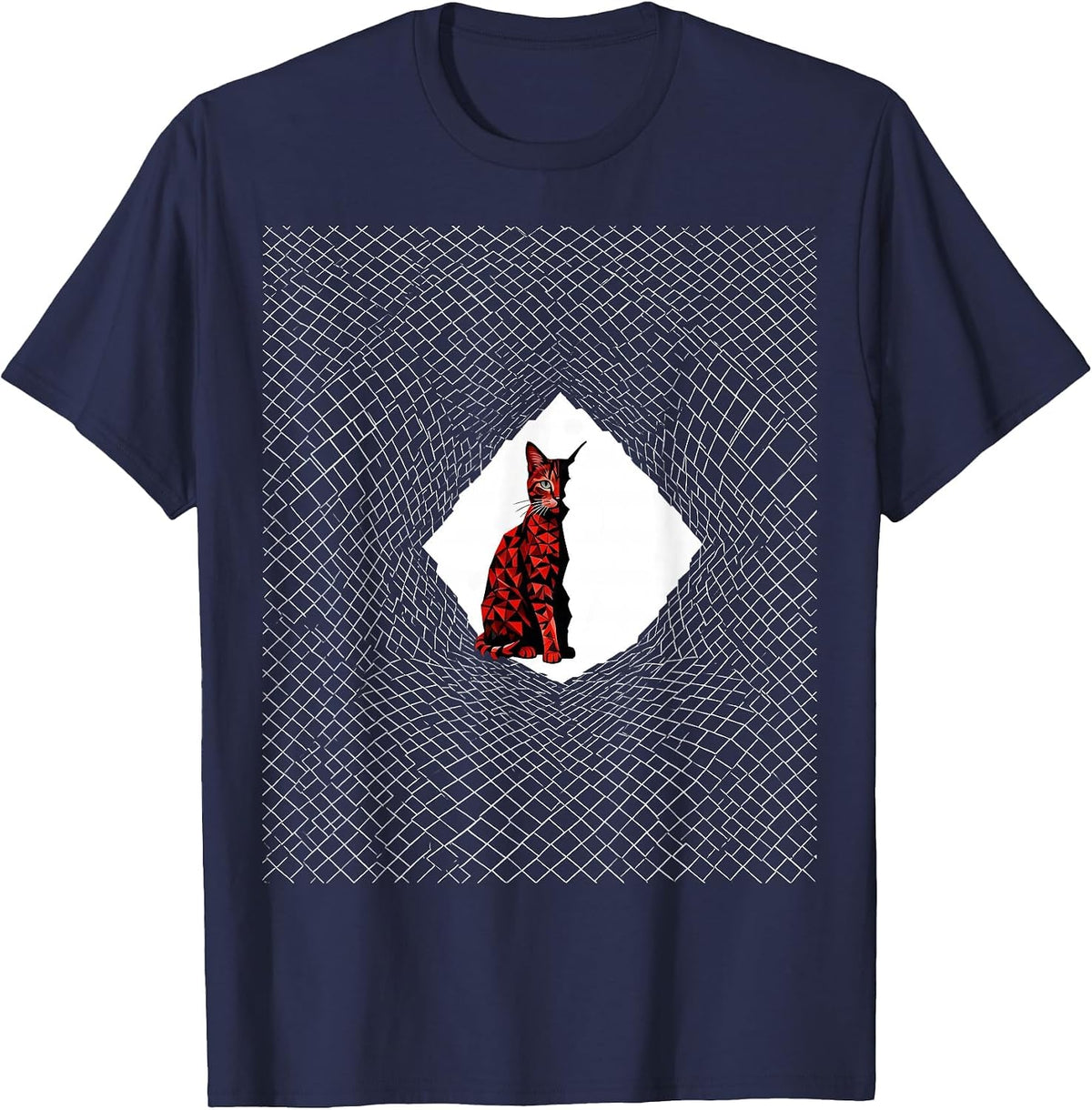 Diamond Cat Quantum Physics Nerd Humor T-Shirt - Navy Blue