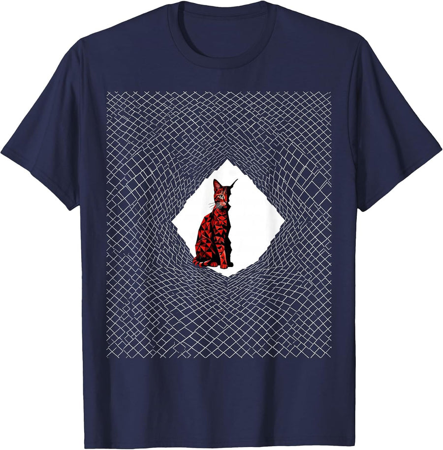 Diamond Cat Quantum Physics Nerd Humor T-Shirt - Navy Blue