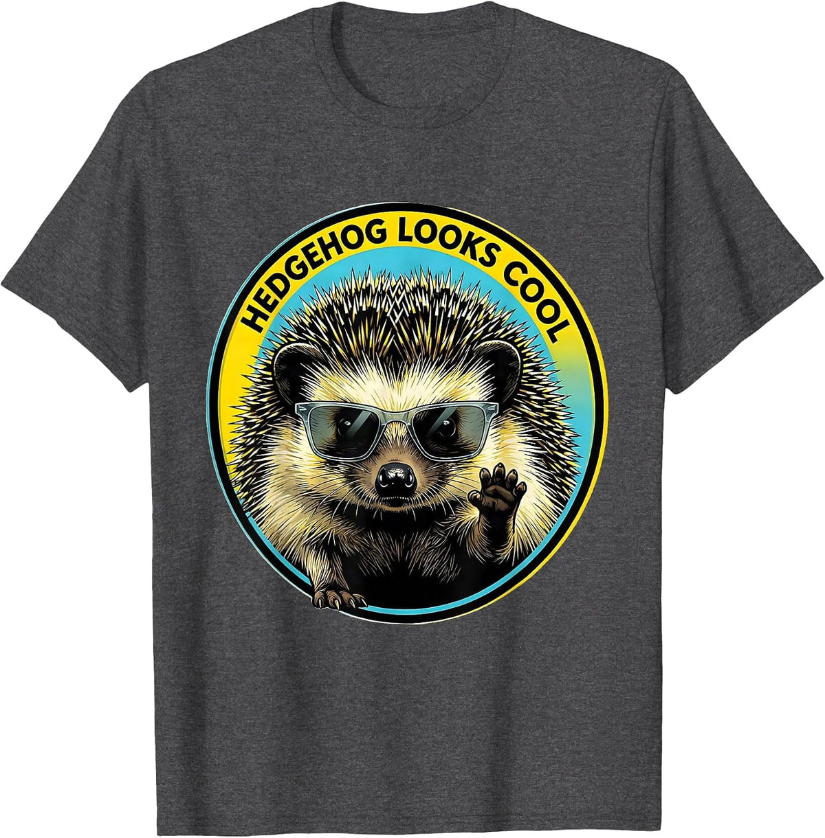 Hedgehog Looks Cool Pop Art Funny Animal Lover Gift T-Shirt - Dark Heather Grey