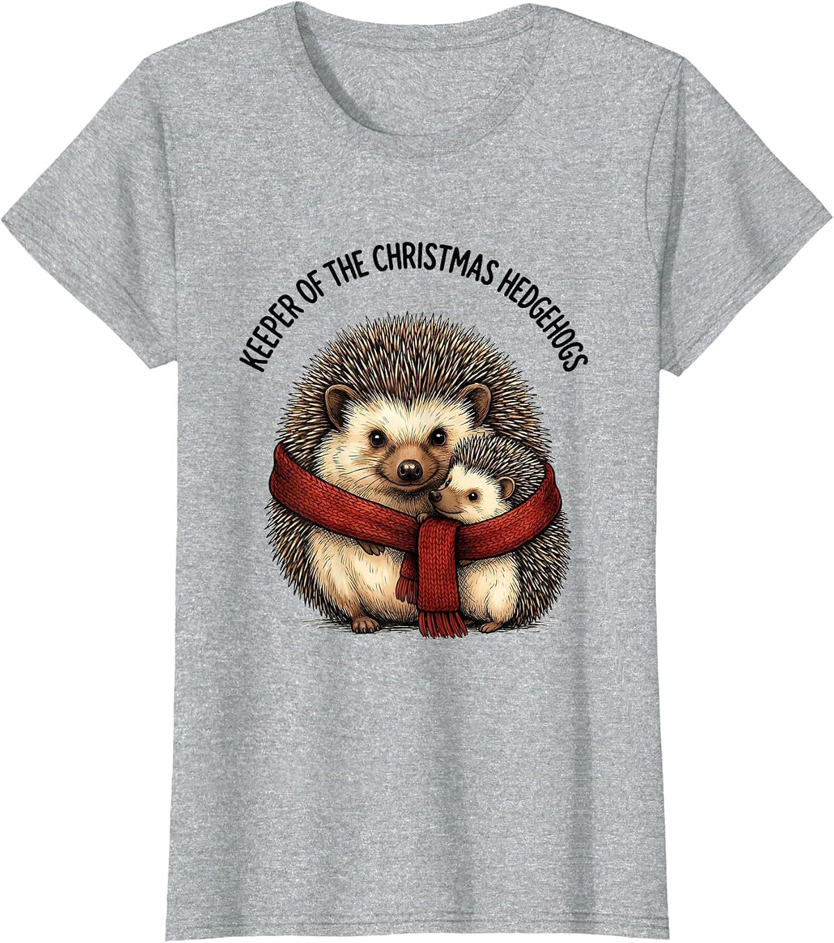 Women's Keeper Of The Christmas Hedgehogs Cute Hedgehog Animal Lover T-Shirt - Heather Grey