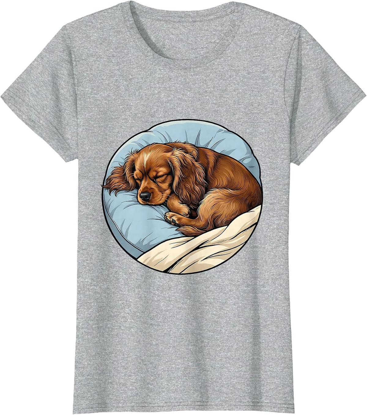 Women's Cocker Spaniel Sleeping Napping Breed Lover Cozy T-Shirt - Heather Grey