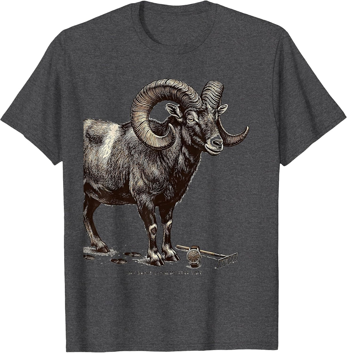 Men's My Goats Claim My Free Time Funny Goat Owner Farm Humor T-Shirt - Dark Heather Grey