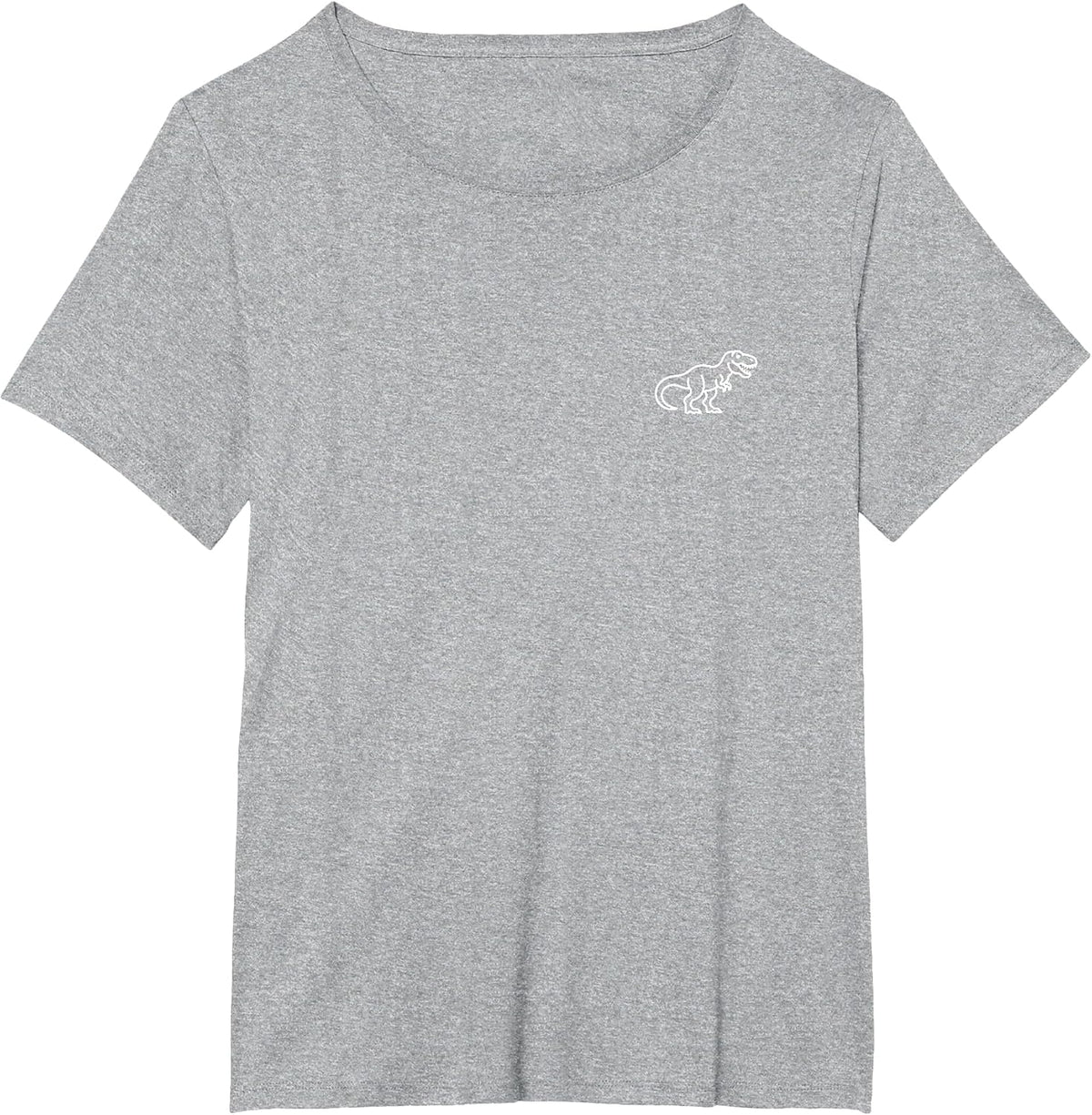T-Rex Minimalist Badge Patch Line Art Dinosaur T-Shirt - Heather Grey