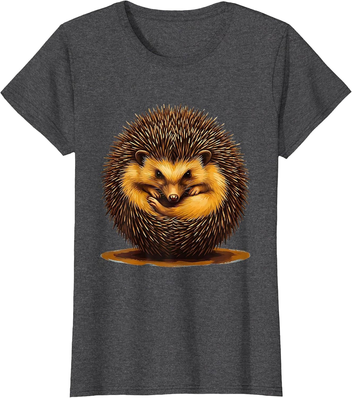Women's Curled Hedgehog Ball Cute Animal Humor Gift T-Shirt - Dark Heather Grey