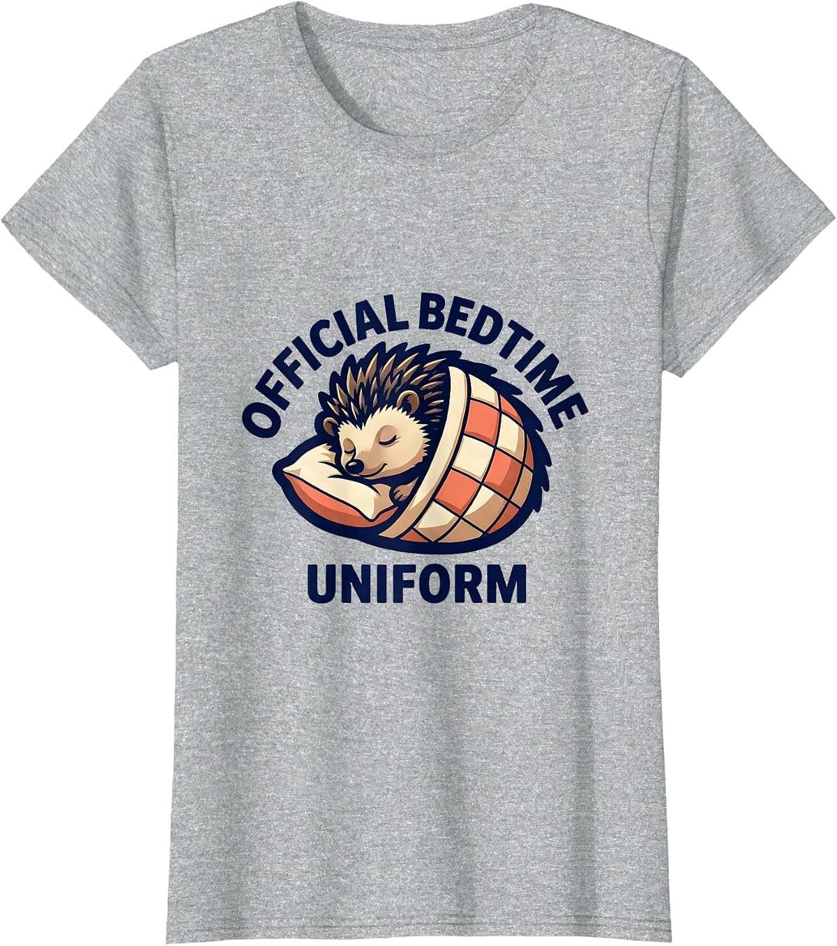 Women's Official Bedtime Uniform Cute Hedgehog Sleep Lover Pajama T-Shirt - Heather Grey