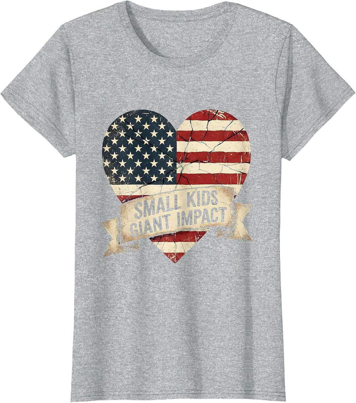 Small Kids Giant Impact Elementary Teacher Design T-Shirt - Heather Grey