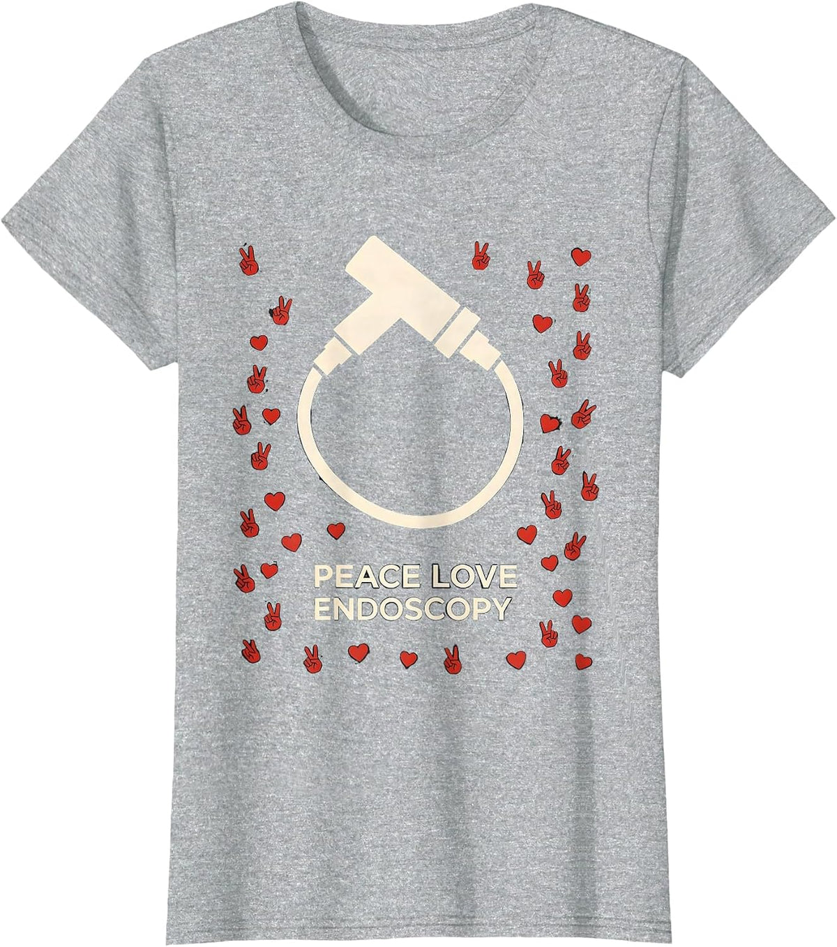 Women's Peace Love Endoscopy Funny Surgical Tech Surgeon Gifts T-Shirt - Heather Grey