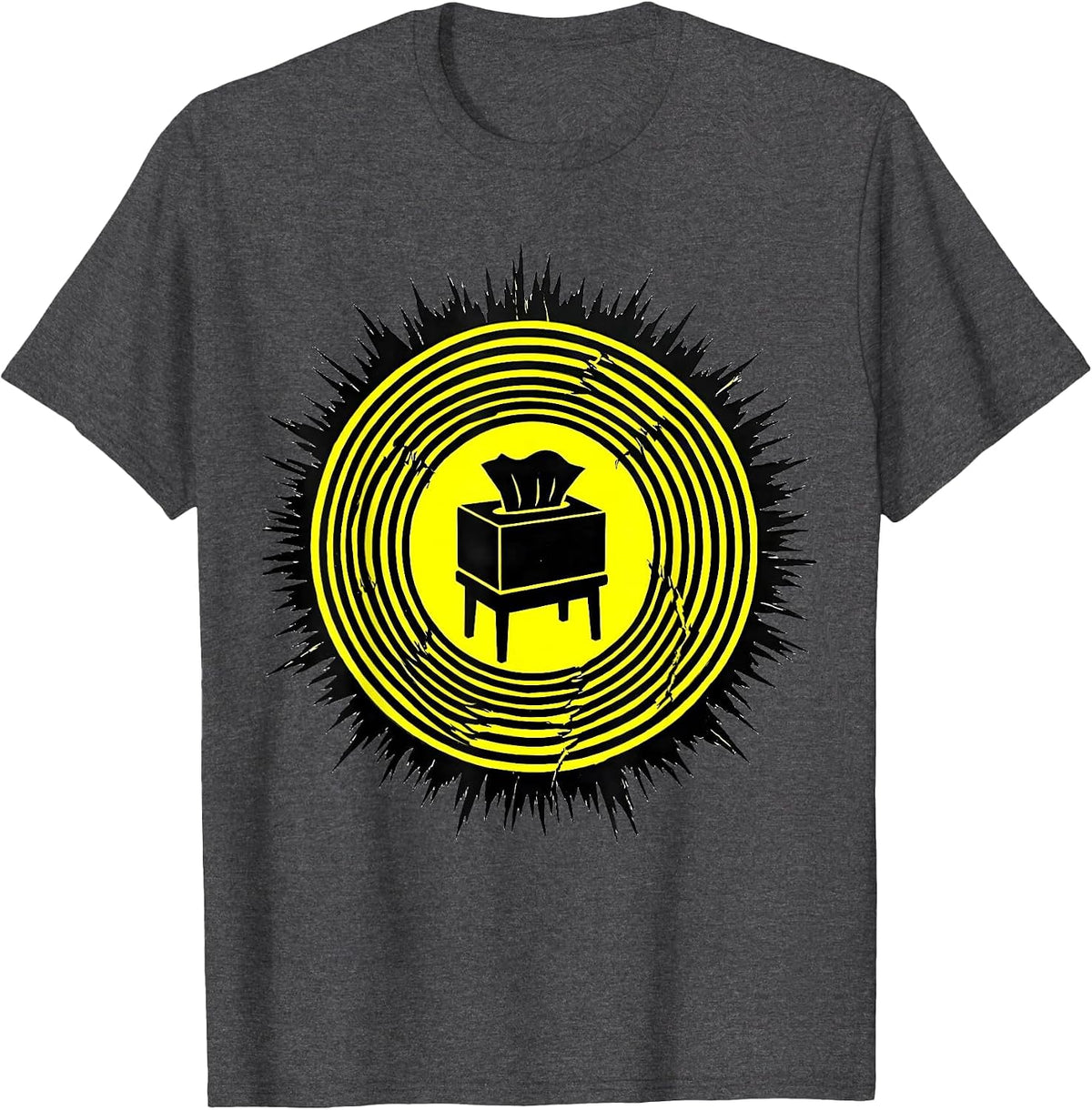 Stencil Tissue-Box Badge School Counselor Mental Health T-Shirt - Dark Heather Grey