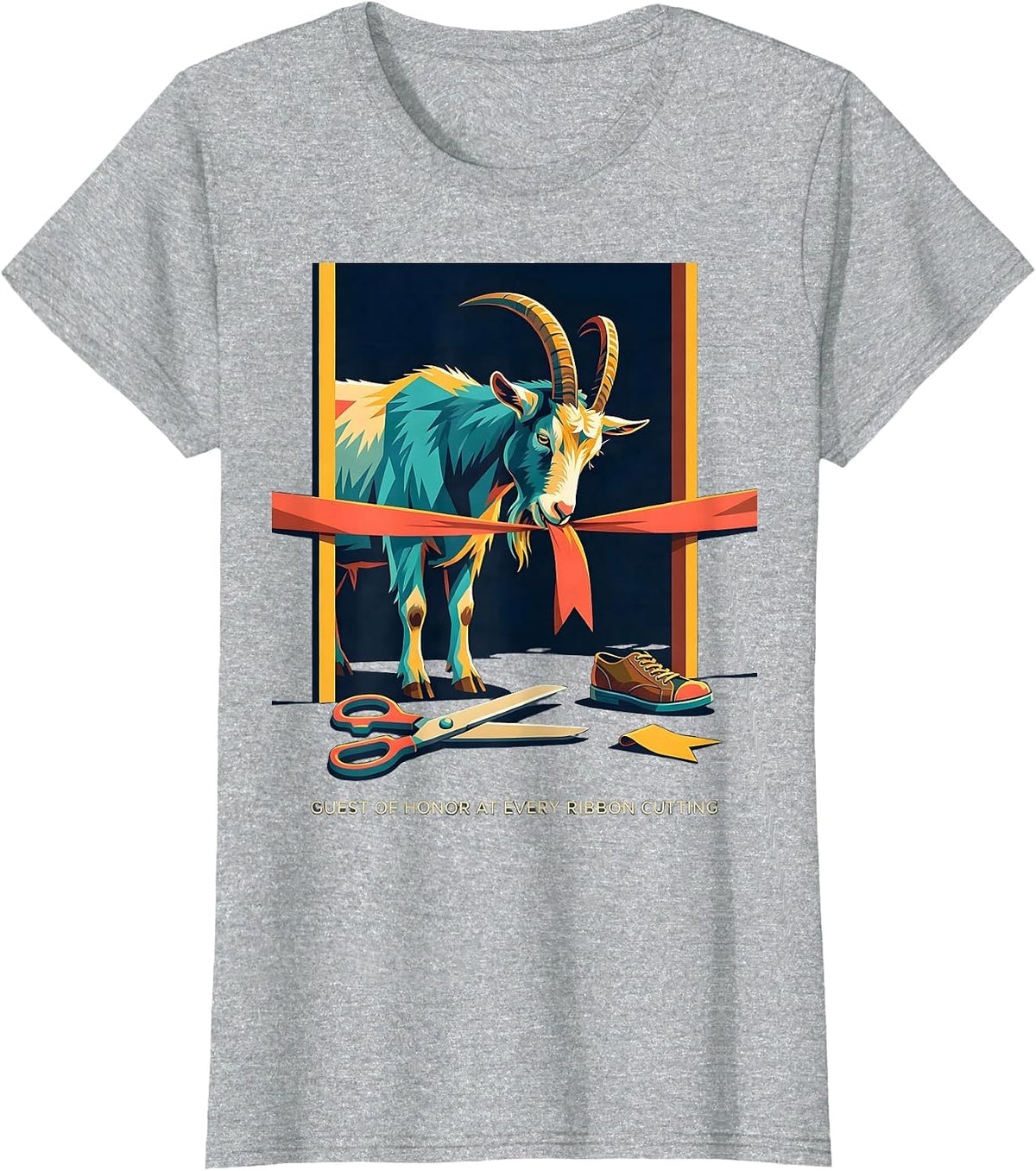Women's Guest Of Honor At Every Ribbon Cutting Funny Goat Lover T-Shirt - Heather Grey