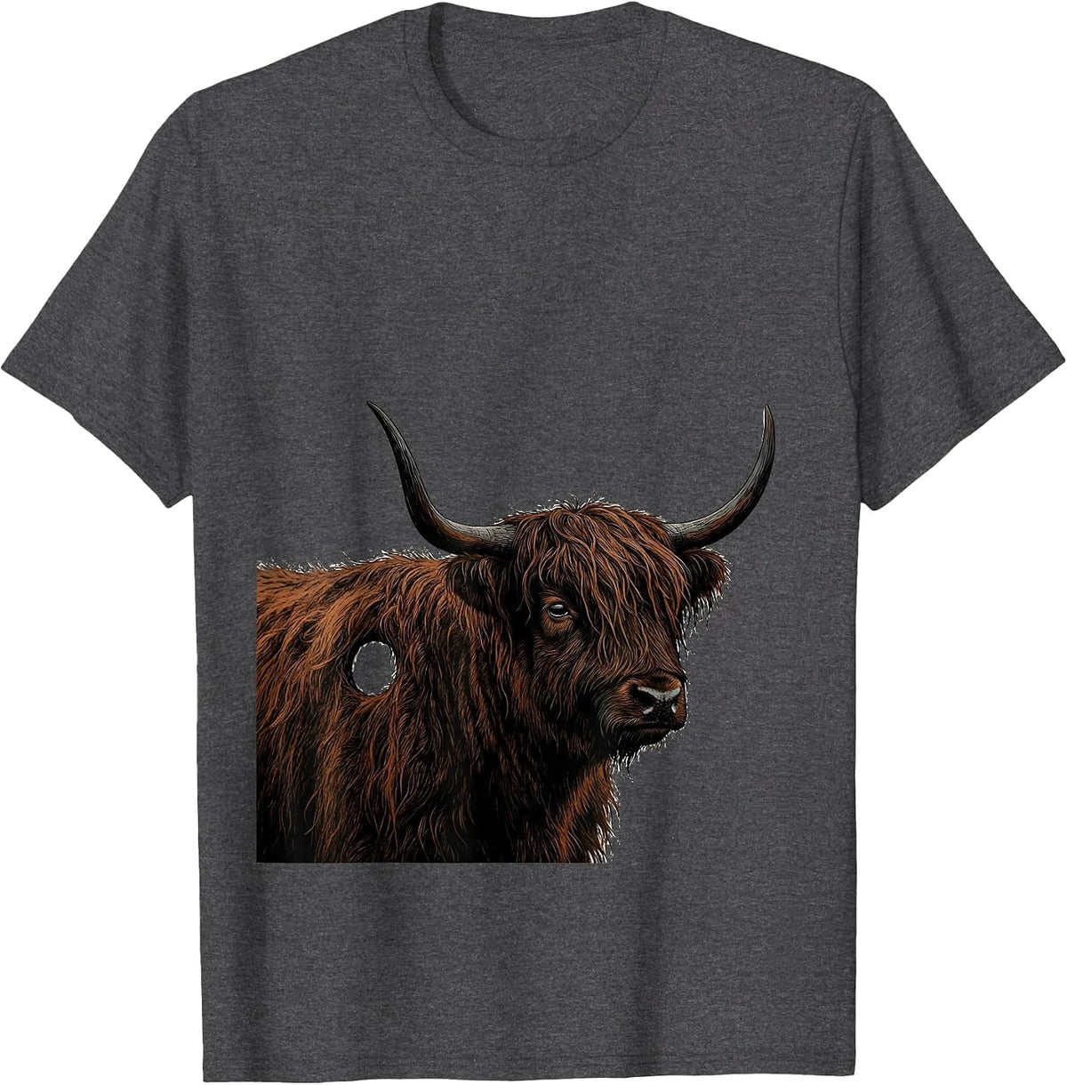 Highland Cow Minimalist Cute Scottish Humor T-Shirt - Dark Heather Grey