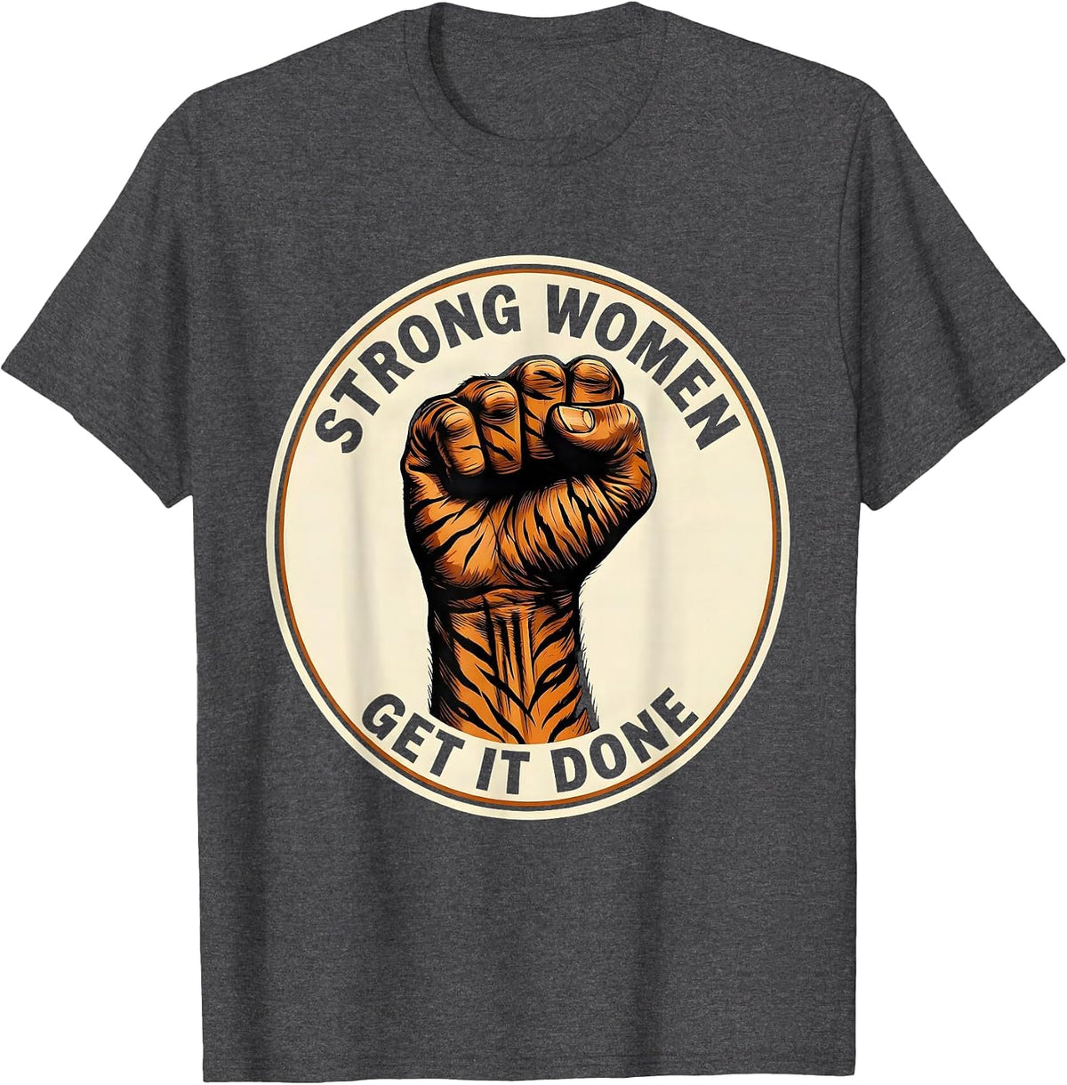 Men's Strong Women Get It Done Rosie The Riveter T-Shirt - Dark Heather Grey