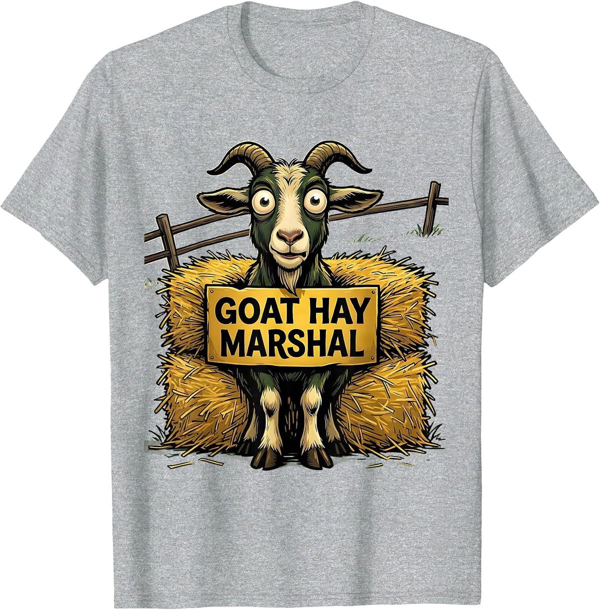 Men's Goat Hay Marshal Funny Goat Farmer Owner Humor T-Shirt - Heather Grey