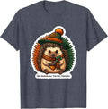 One Season All The Way Through Festive Hedgehog Holiday T-Shirt - Heather Blue