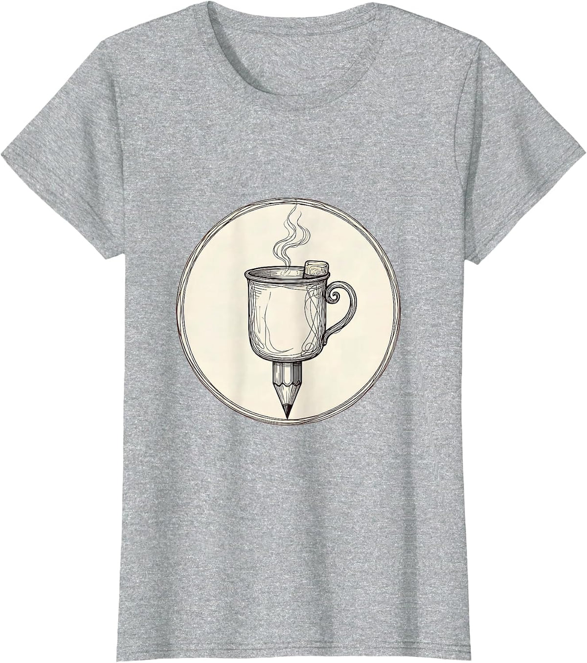 Elementary Teacher Pencil Coffee Mug Graphic T-Shirt - Heather Grey