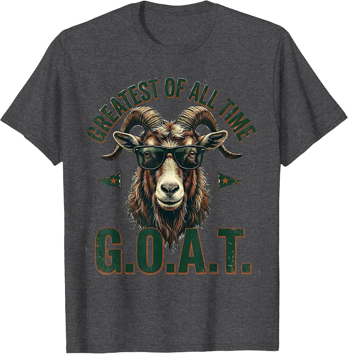 Greatest Of All Time Vintage Sunglasses Goat Funny Animal T-Shirt - Dark Heather Grey