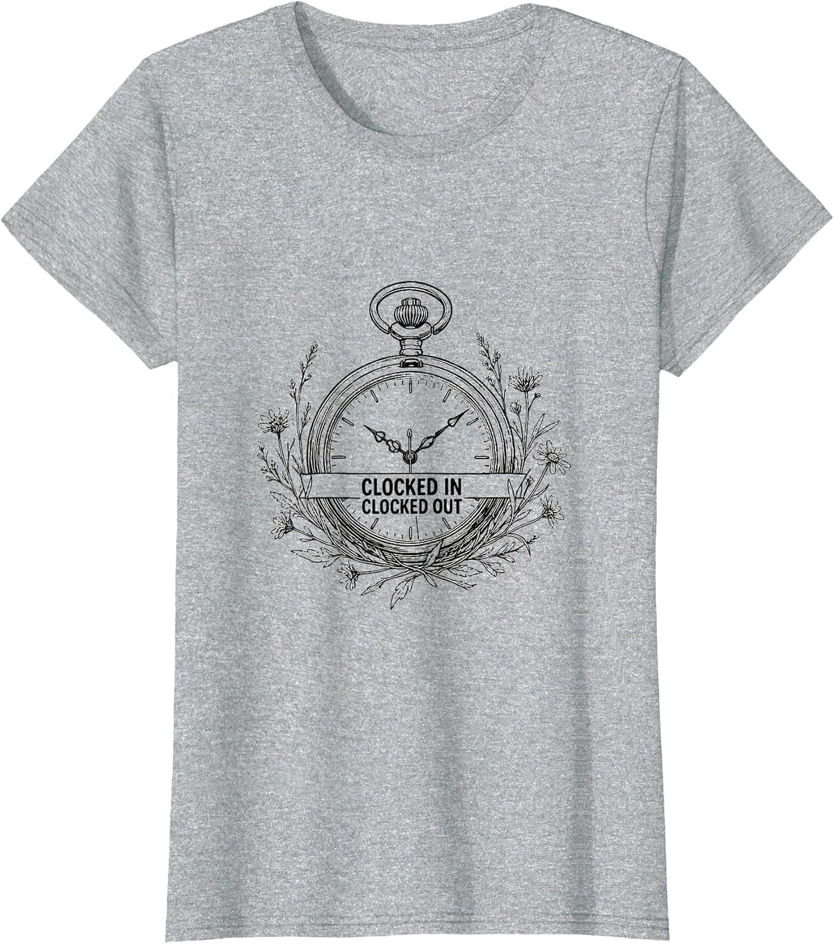 Clocked In Clocked Out Blue Collar Worker Design T-Shirt - Heather Grey