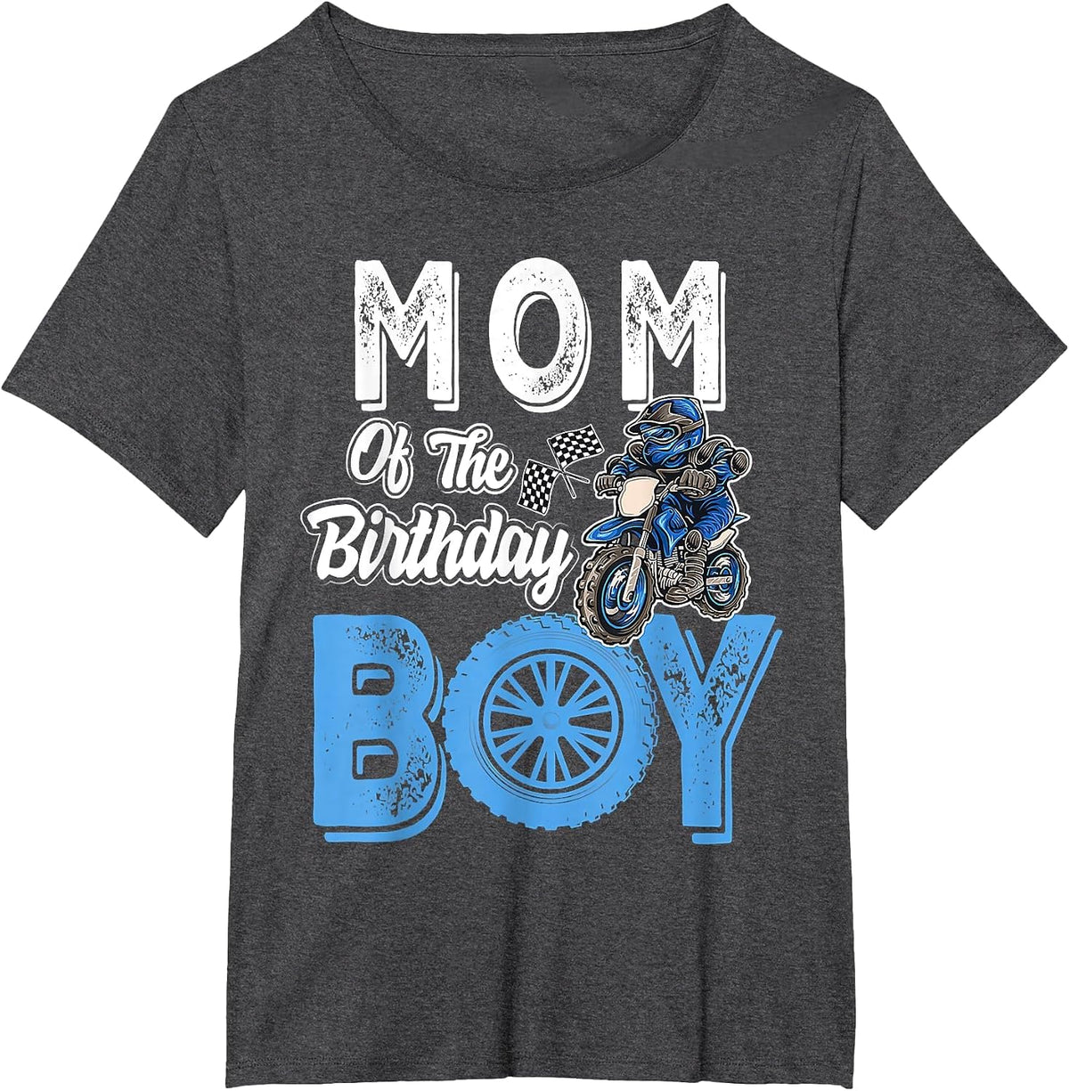 Mom of the Birthday Boy Dirt Bike B-Day Motocross Party T-Shirt - Dark Heather Grey