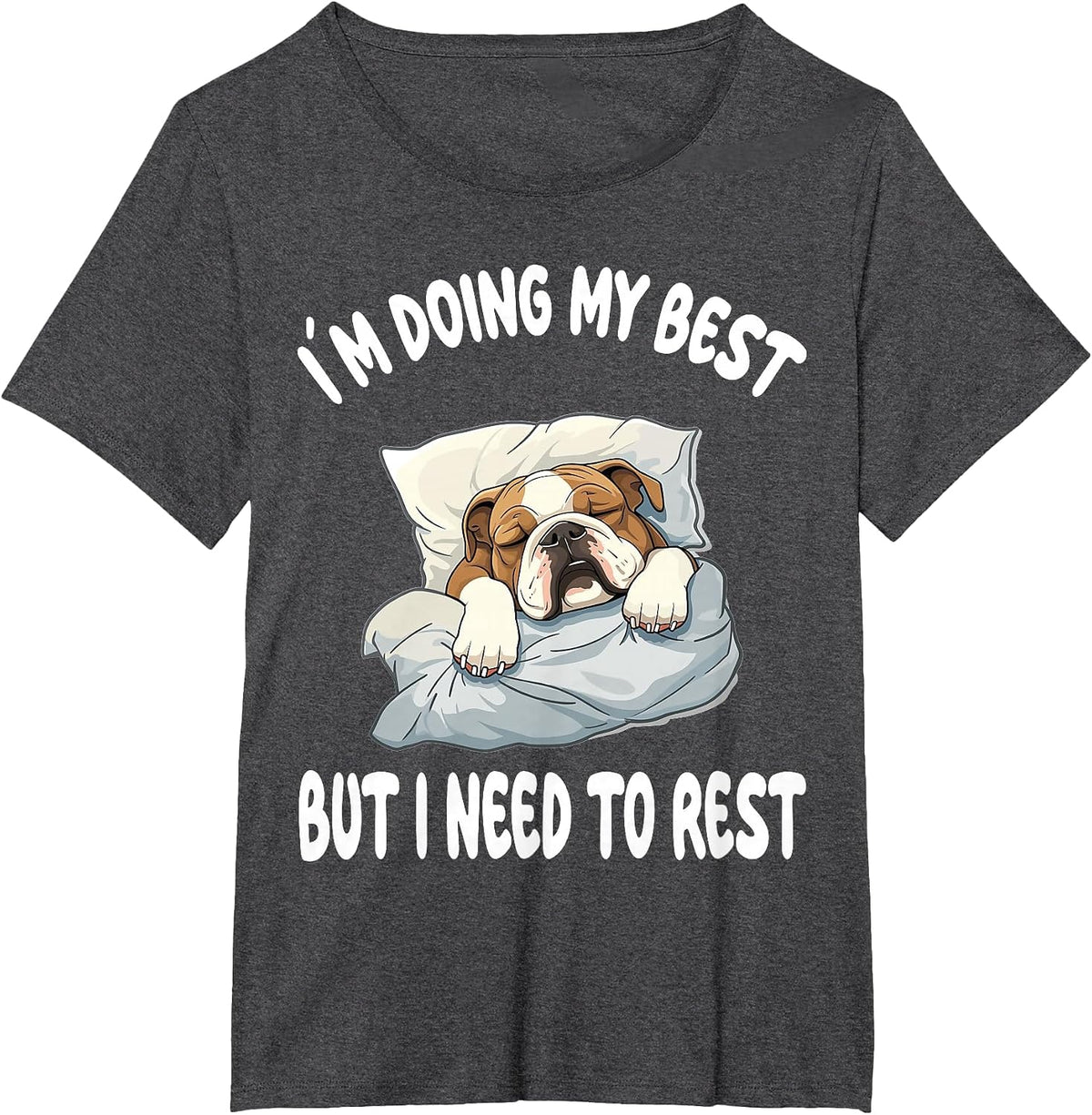 English Bulldog Official Sleepshirt Pajamas Nightgown T-Shirt - Dark Heather Grey