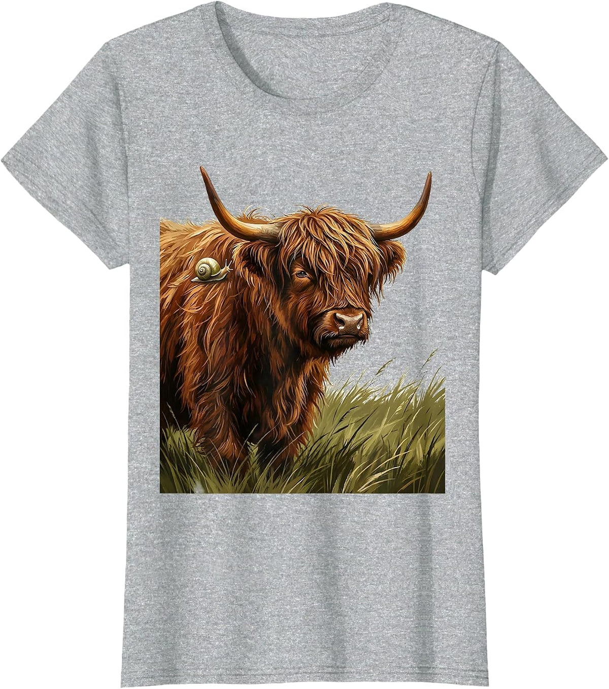Highland Cow Cute Scottish Shaggy Cow Humor T-Shirt - Heather Grey