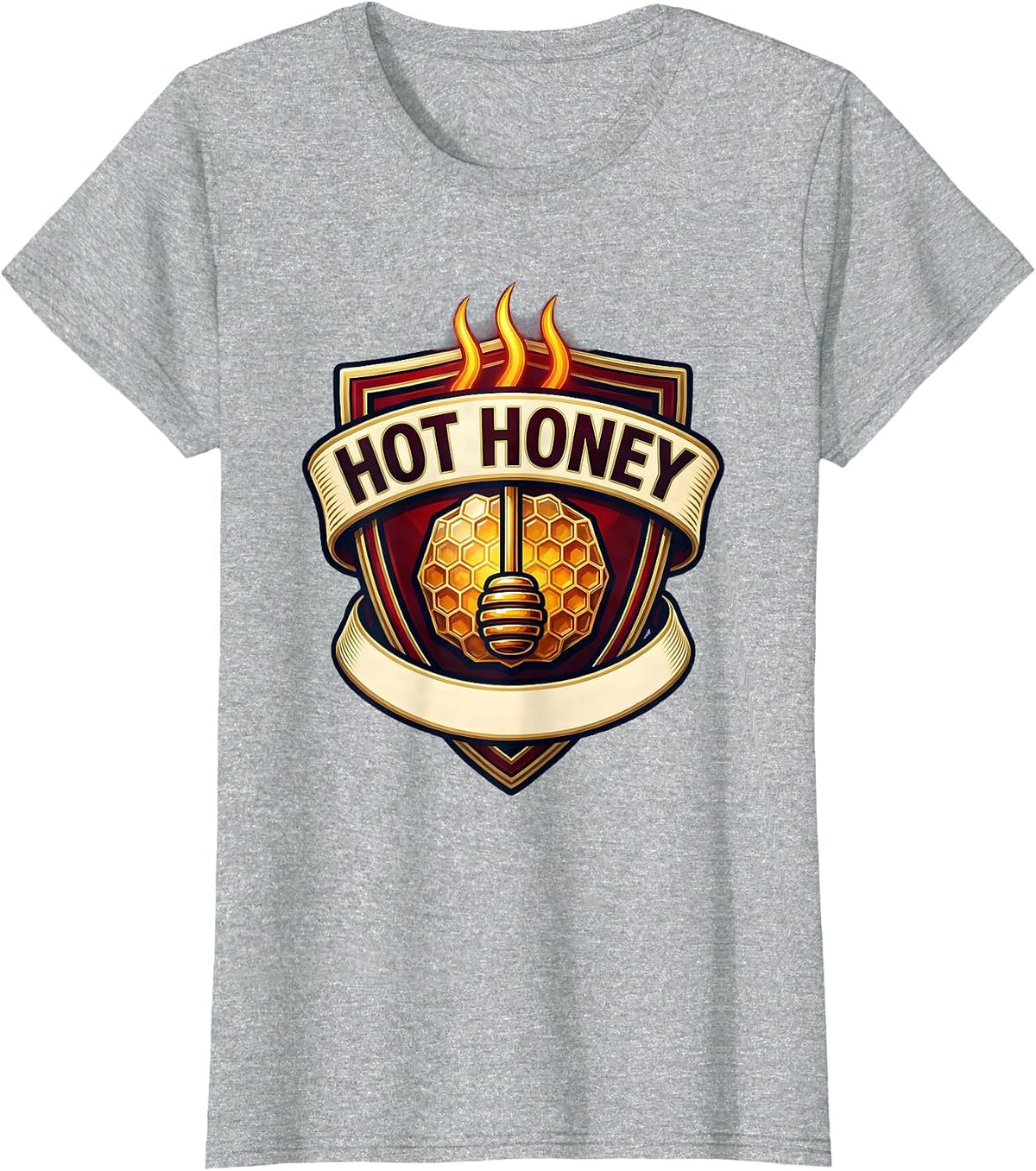 HOT HONEY Emblem Halloween Condiment Group Costume Parody T-Shirt - Heather Grey