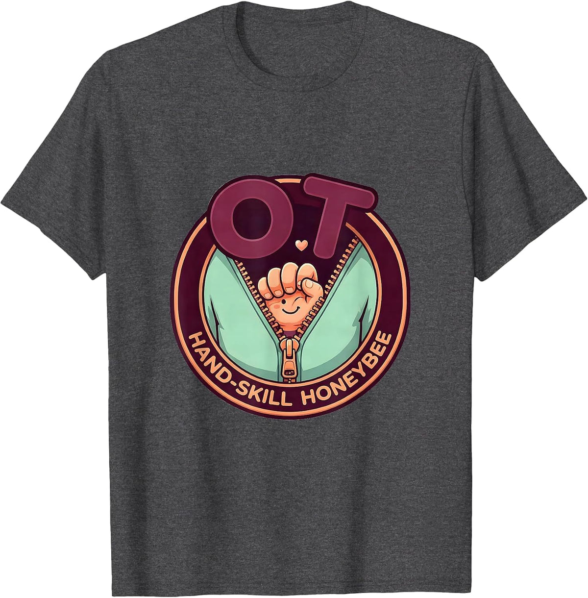 OT, Hand-Skill Honeybee Cute Kawaii Occupational Therapy T-Shirt - Dark Heather Grey