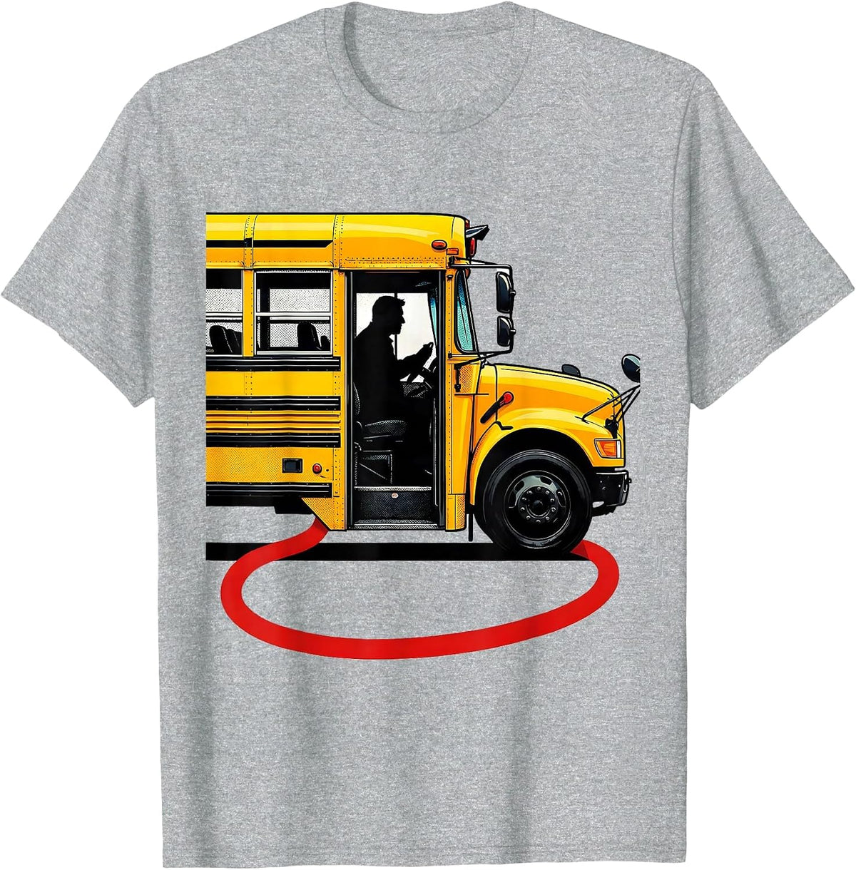Men's School Bus Driver Pop Art Bus Enthusiast Novelty T-Shirt - Heather Grey
