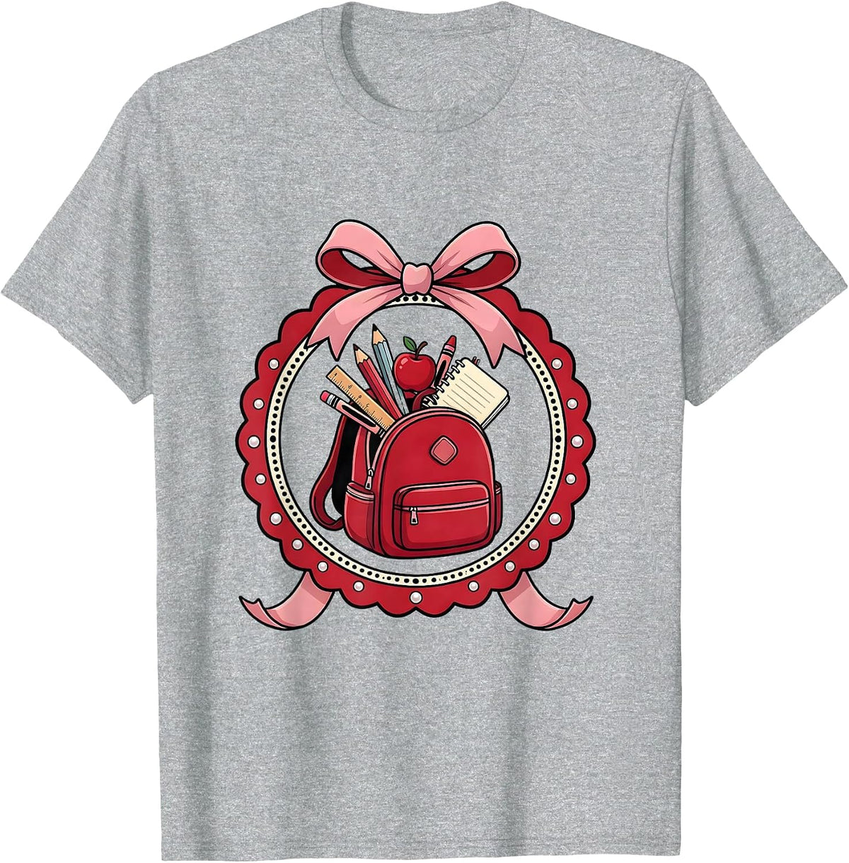 Men's Elementary Teacher Overflowing Backpack Graphic T-Shirt - Heather Grey