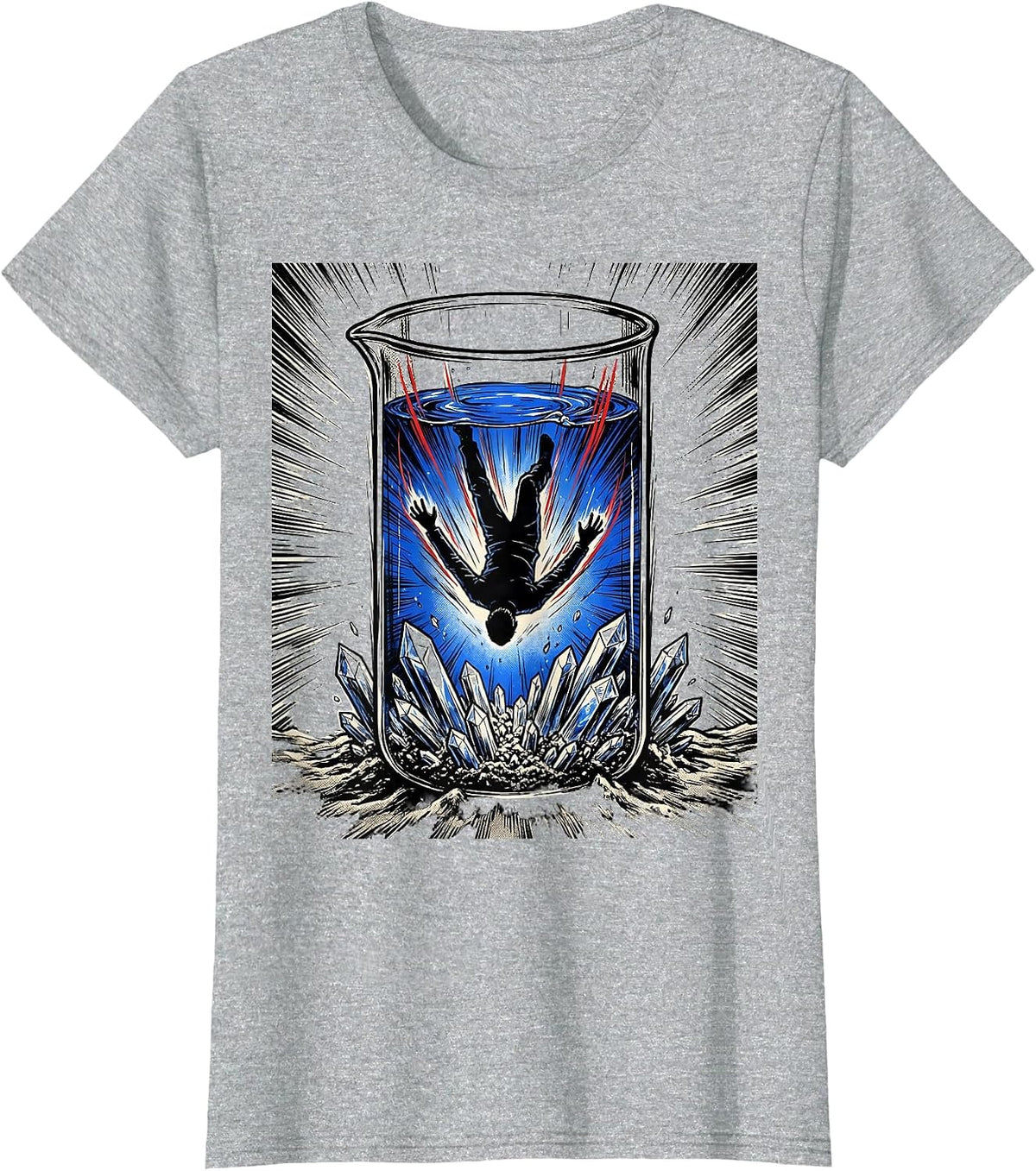 Women's Comic Lab Beaker Chemistry Nerd Humor Science Lover T-Shirt - Heather Grey