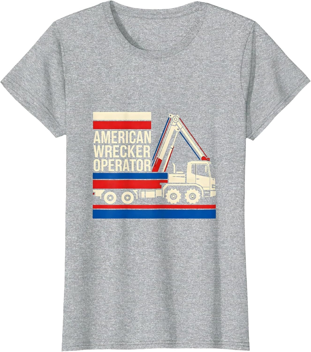 American Wrecker Operator Patriotic Semi Truck Driver T-Shirt - Heather Grey