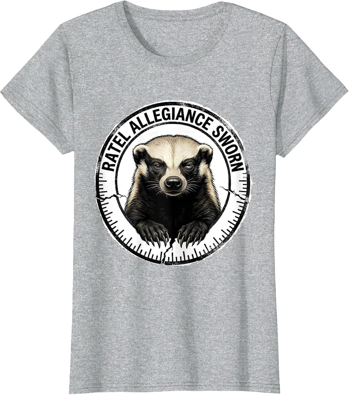 Women's Ratel Allegiance Sworn Funny Honey Badger Wildlife Lover T-Shirt - Heather Grey