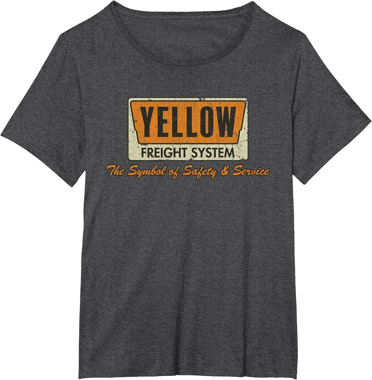 Vintage Yellow Freight Symbol of Safety 1968 - Truck Driver T-Shirt - Dark Heather Grey