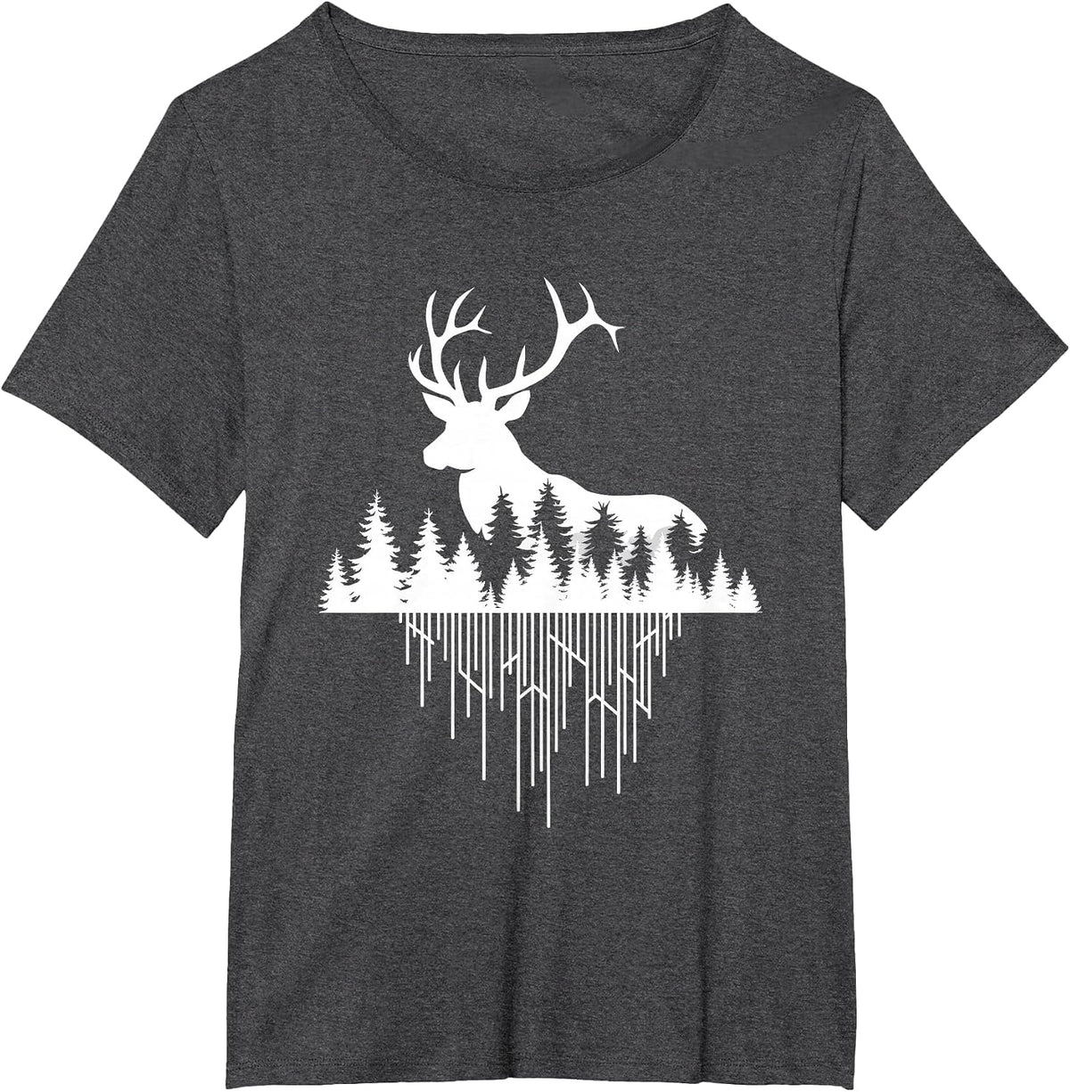 Nature Wildlife Forest Artwork Hunting Deer T-Shirt - Dark Heather Grey