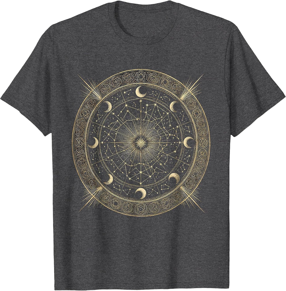 Men's Constellation Map Vintage Parchment Star Chart T-Shirt - Dark Heather Grey