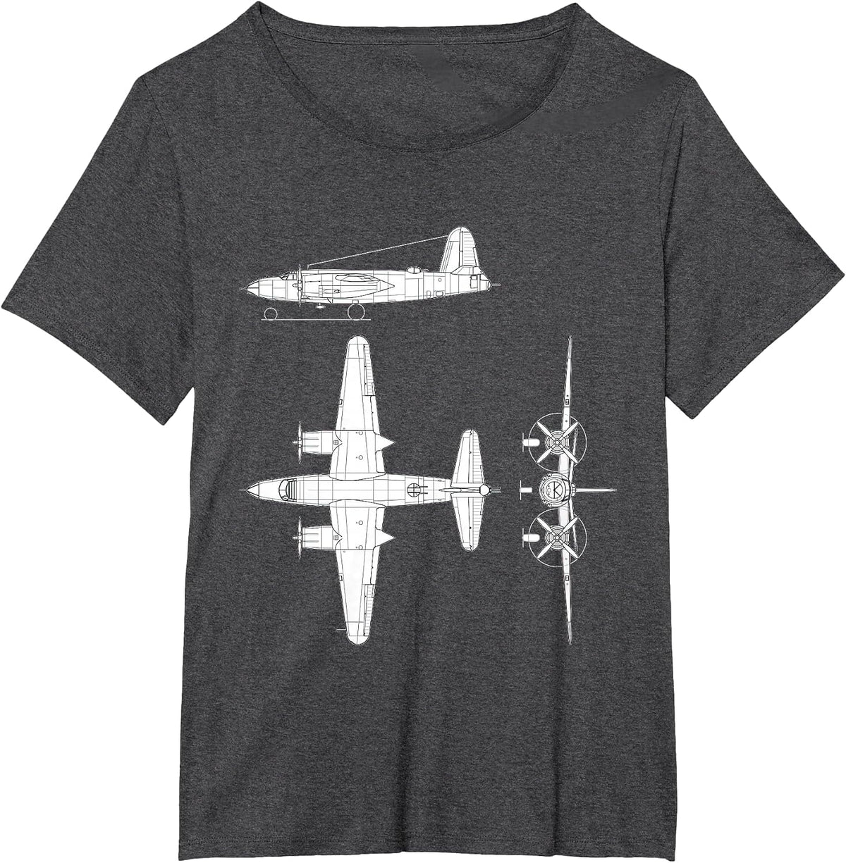 Martin B-26 Marauder WW2 Bomber Airplane Blueprint T-Shirt - Dark Heather Grey