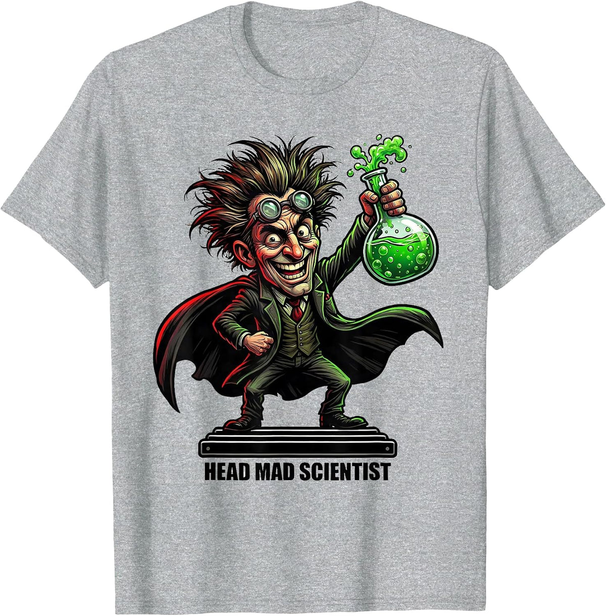 Men's HEAD MAD SCIENTIST Funny Science Teacher Lab Humor T-Shirt - Heather Grey