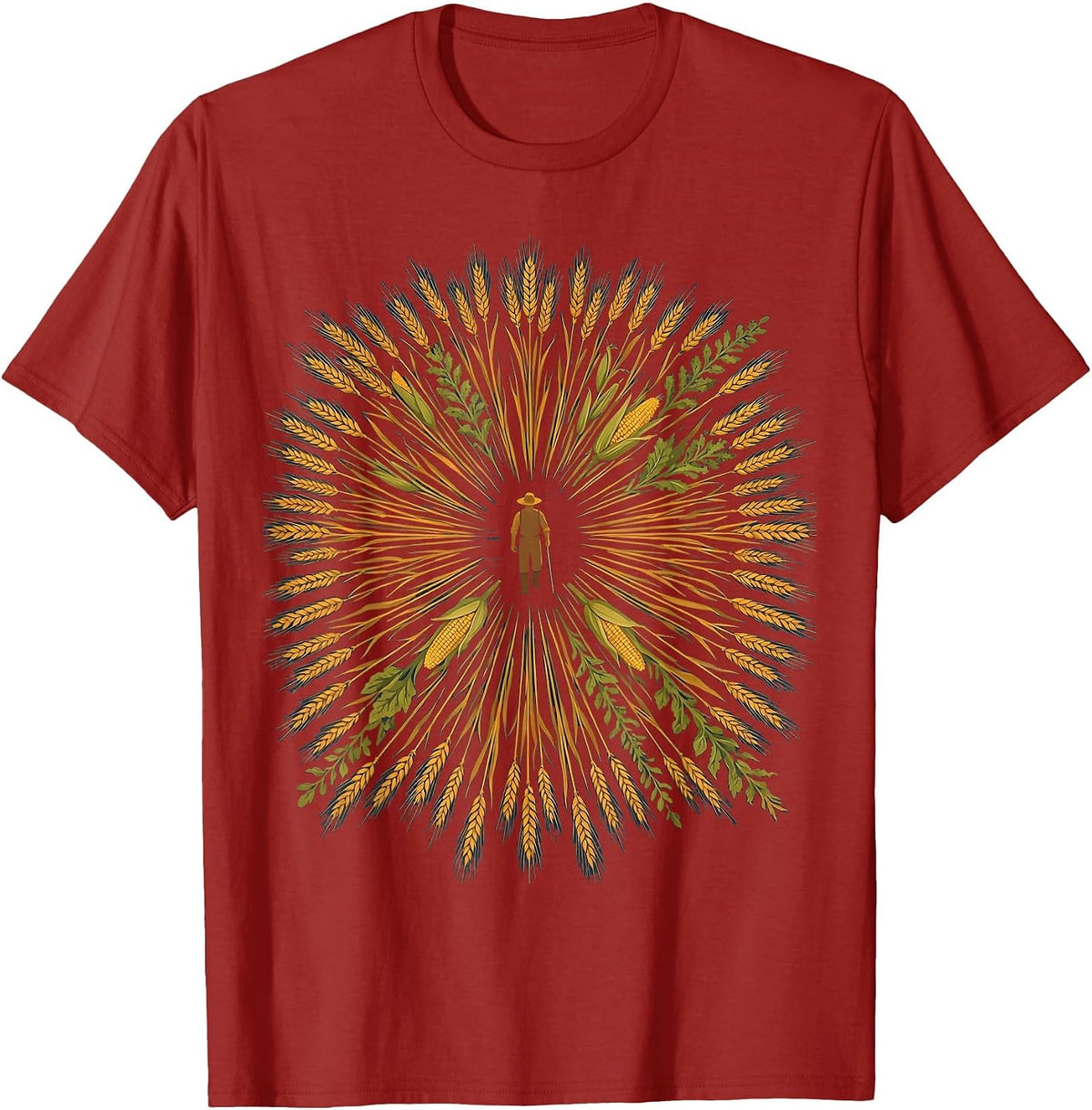 Men's Have The Day You Deserve Farmer Crops Illustration T-Shirt - Cranberry Red