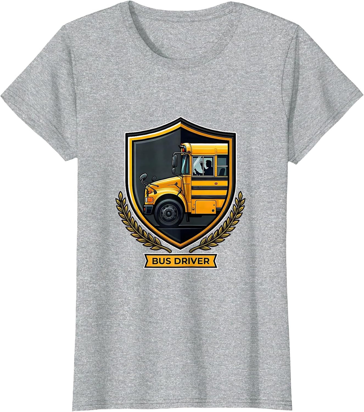 Women's Shield Bus Driver Appreciation School Bus Driver Gift T-Shirt - Heather Grey