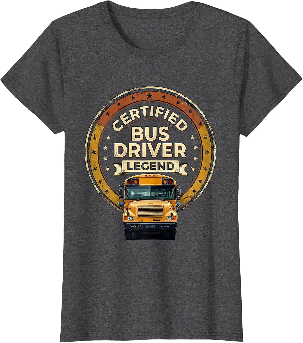 Women's Certified Bus Driver Legend Vintage Funny School Bus Driver T-Shirt - Dark Heather Grey