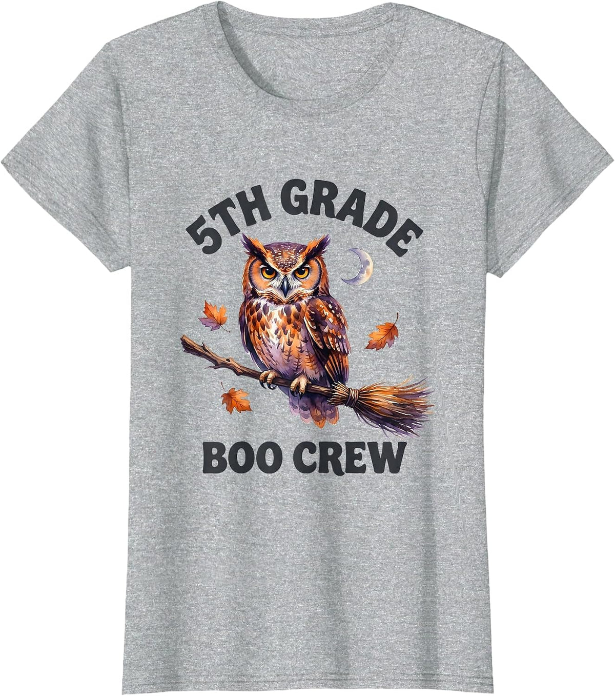 5th Grade Boo Crew Watercolor Halloween Teacher Student T-Shirt - Heather Grey