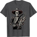 Men's Mexican Skeleton Farmer Machete Corn Graphic T-Shirt - Dark Heather Grey