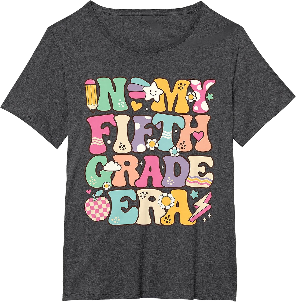 in My Fifth Grade Era Girl Back to School 5th Grade Teacher T-Shirt - Dark Heather Grey