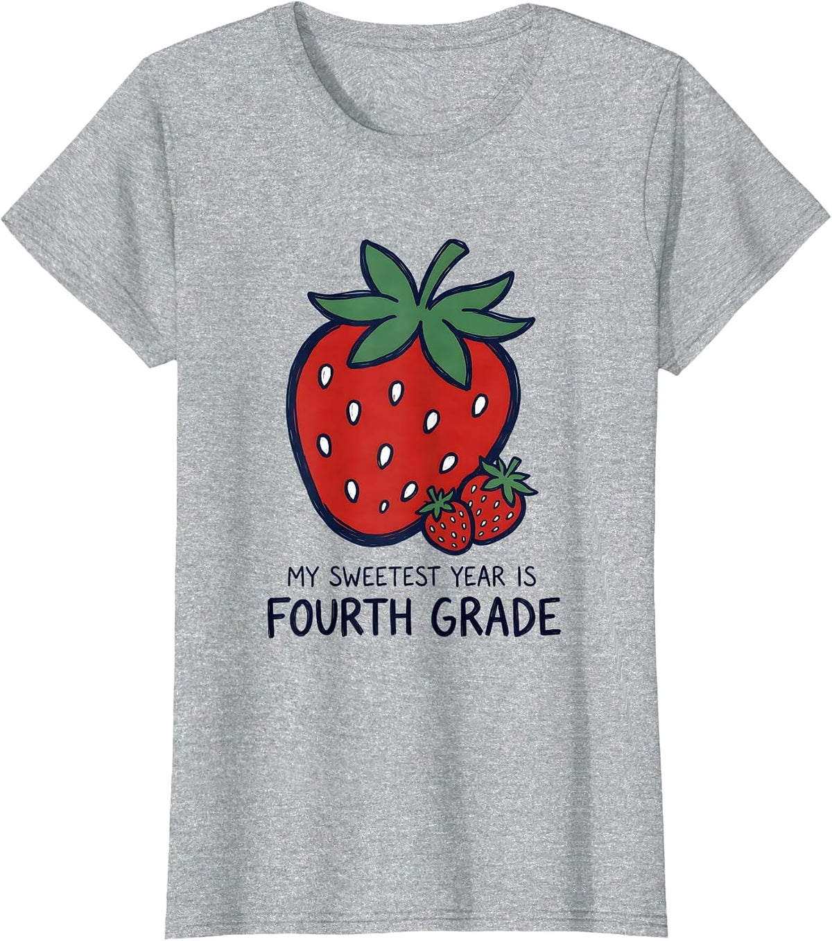 My Sweetest Year Is Fourth Grade Whimsical Teacher Back T-Shirt - Heather Grey