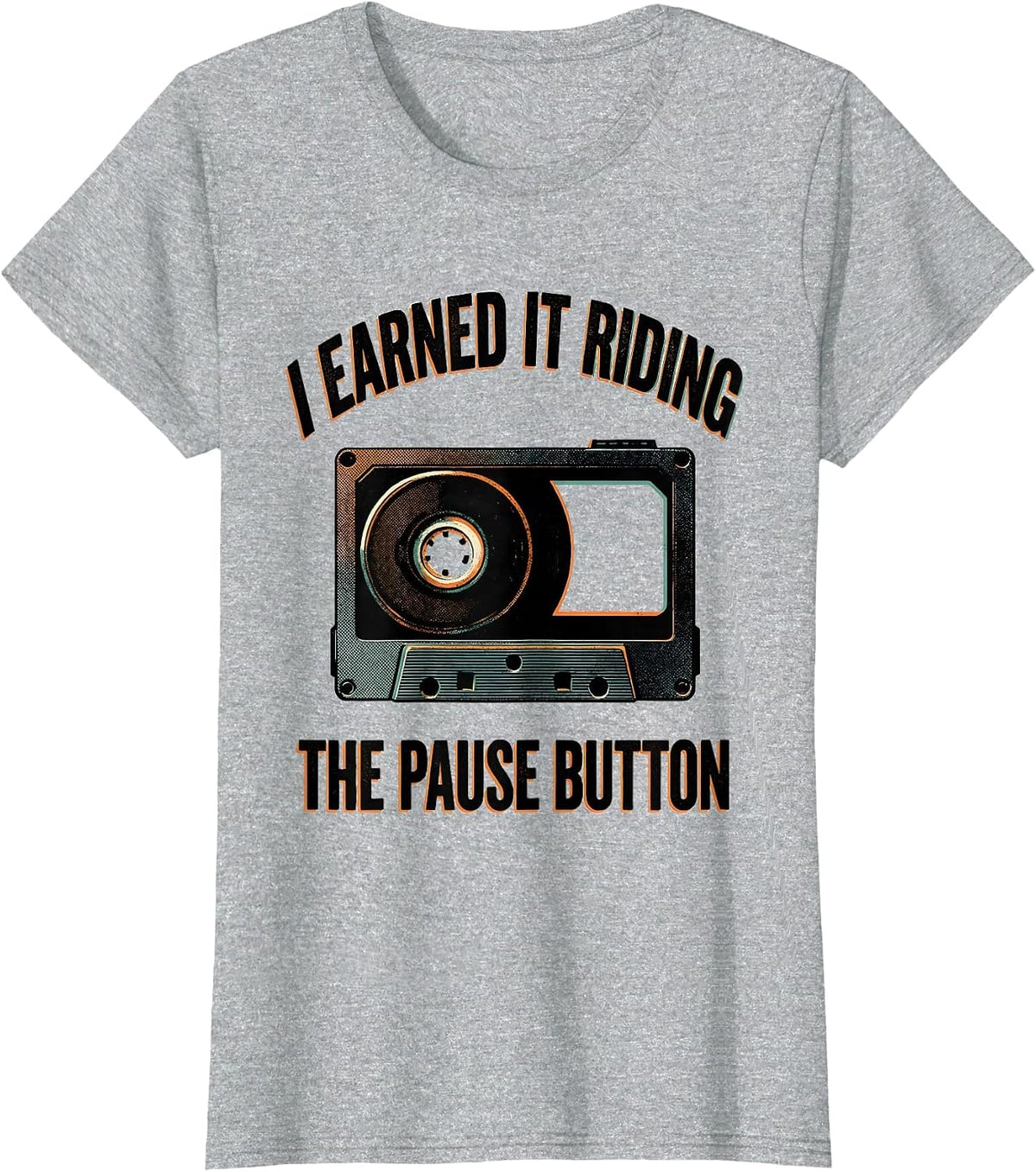 I Earned It Riding The Pause Button Old School Hip Hop T-Shirt - Heather Grey