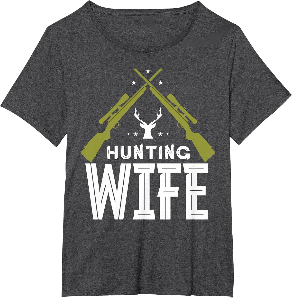 Hunting Wife Deer Hunter Hunt Hunters T-Shirt - Dark Heather Grey