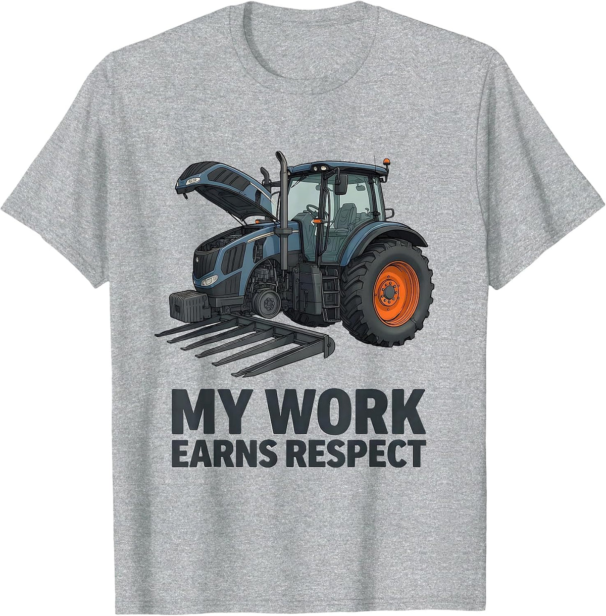 Men's My Work Earns Respect Patriotic Farmer Tractor Rural Pride T-Shirt - Heather Grey