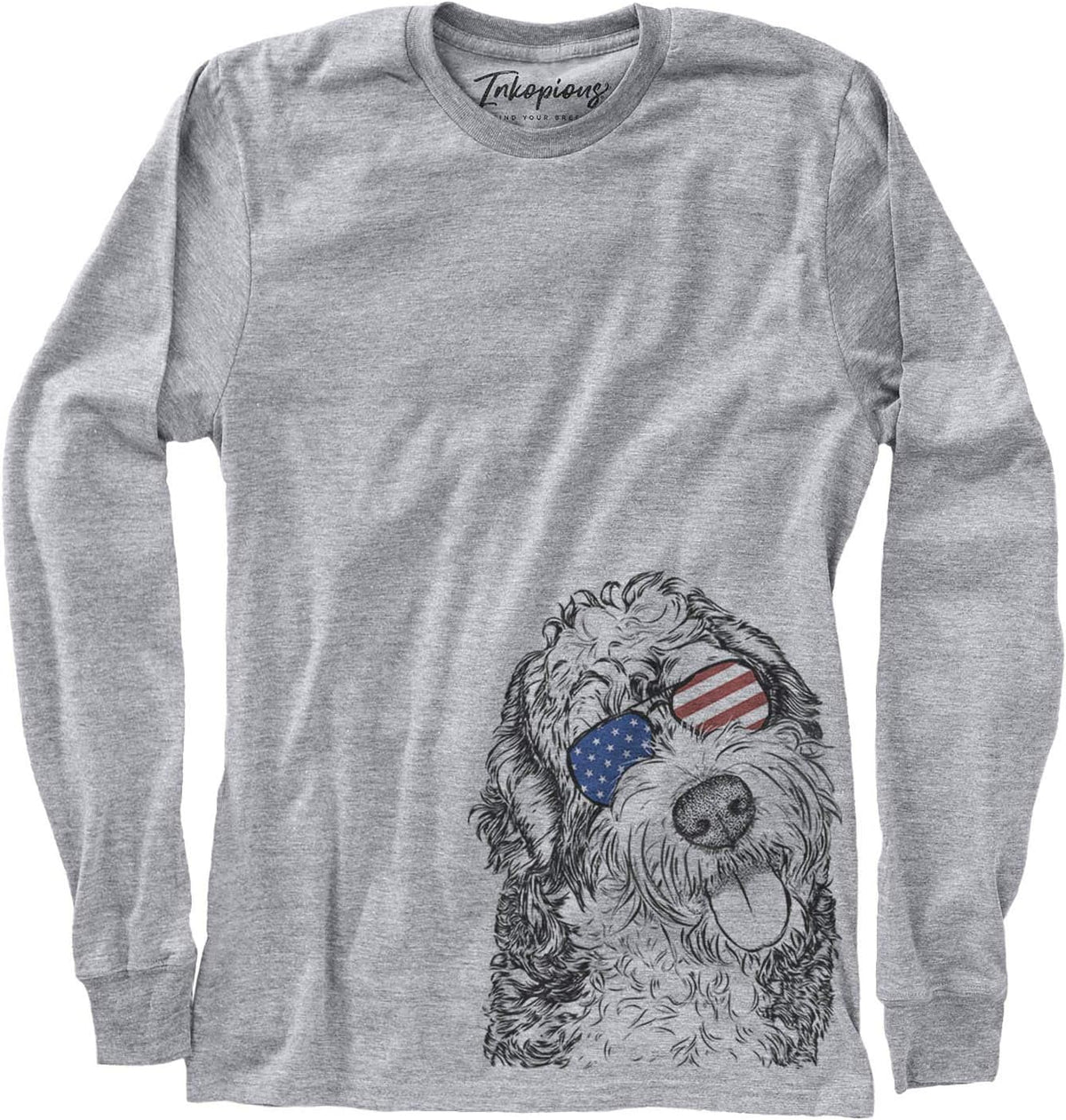 Inkopious Patriotic Kaci the Bernedoodle Dog Triblend T-Shirt - Unisex Long Sleeve