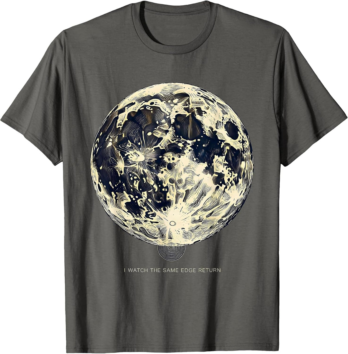 I Watch The Same Edge Return Topographic Contour Astronomy T-Shirt - Asphalt Grey