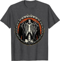 Men's Punk Skeleton Spiked Leather Jacket Graphic T-Shirt - Dark Heather Grey