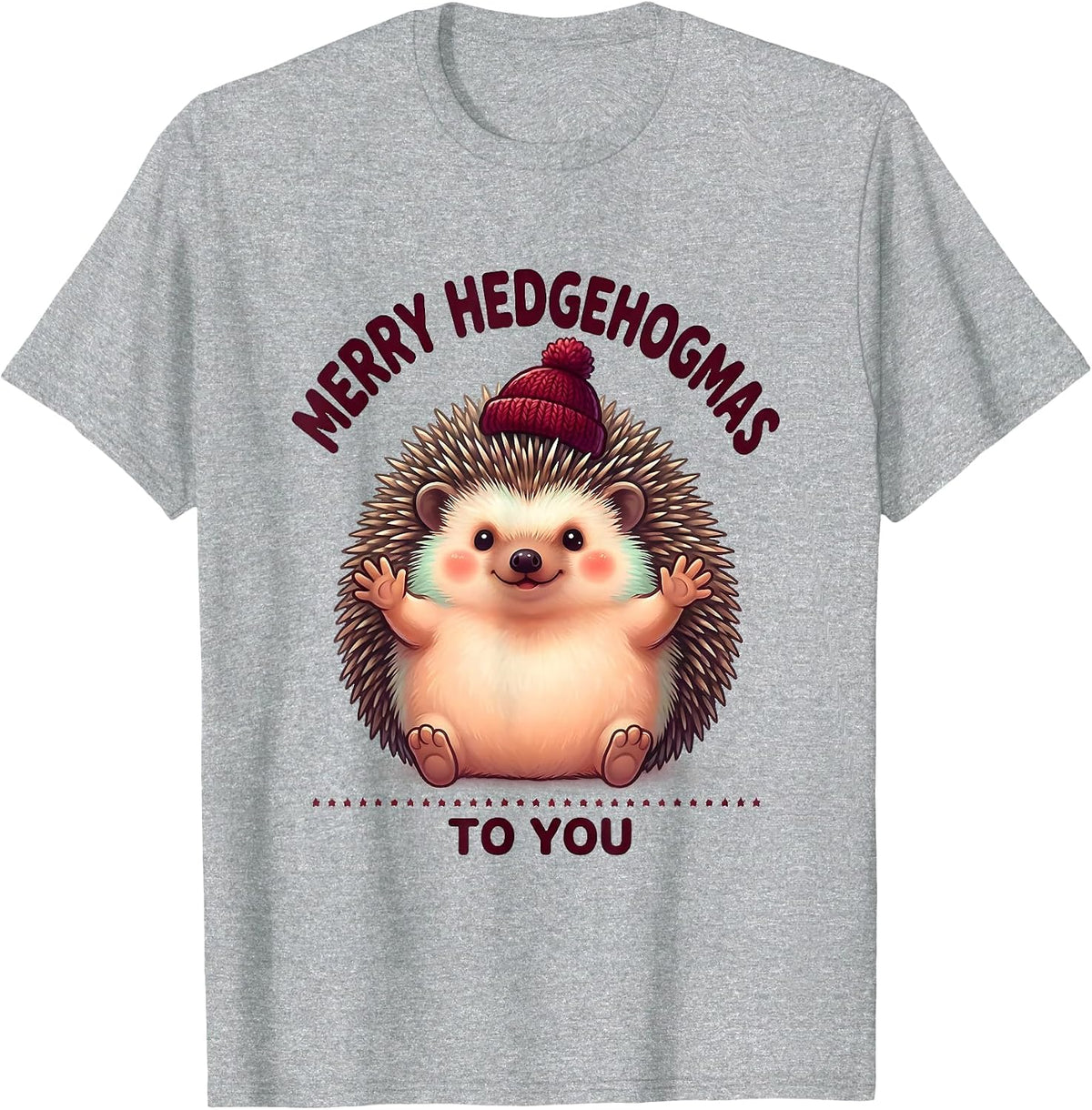 Men's Merry Hedgehogmas To You Cute Kawaii Hedgehog Lover T-Shirt - Heather Grey